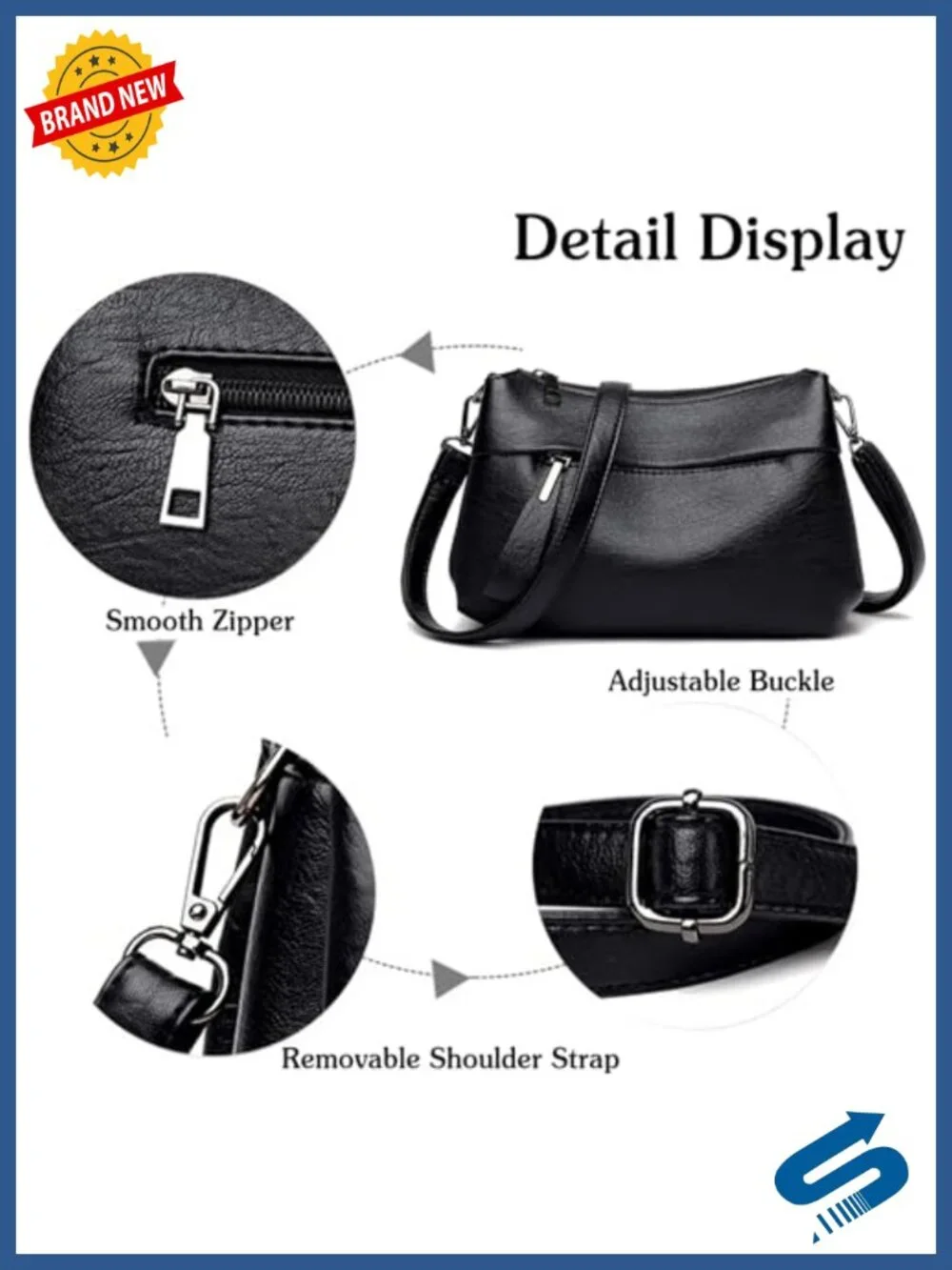 Elegant Crossbody Satchel with Multiple Pockets Adjustable Strap PU Leather